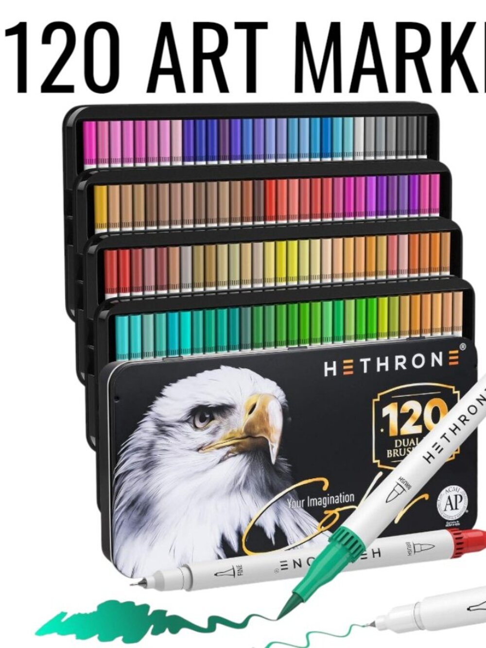 NEW 120 Colors Art Supplies Brush Markers Pens for Adult Coloring Books School D